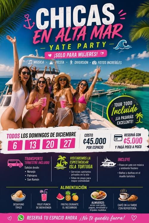 Tour de Chicas Rumbo a Isla Tortuga (Solo Chicas)