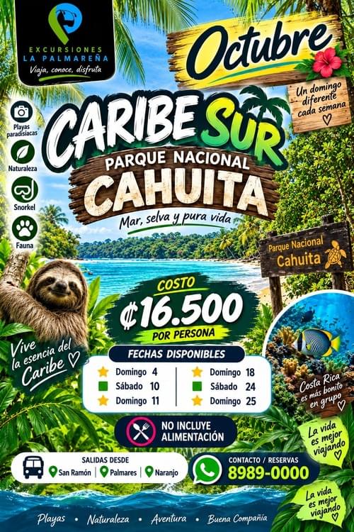 Tour Caribe Limon - Parque Nacional Cahuita – Caribe Sur