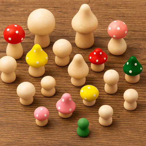 Wooden Mushroom Tokens – 3 Sizes