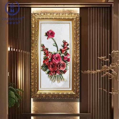 Beautiful Handmade Capodimonte Style Porcelain Flower Bouquet in Oval Frame Wall