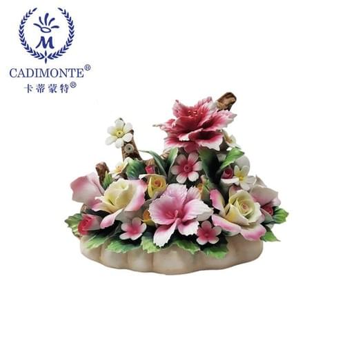 Capodimonte style handmade ceramic flower in pot 1