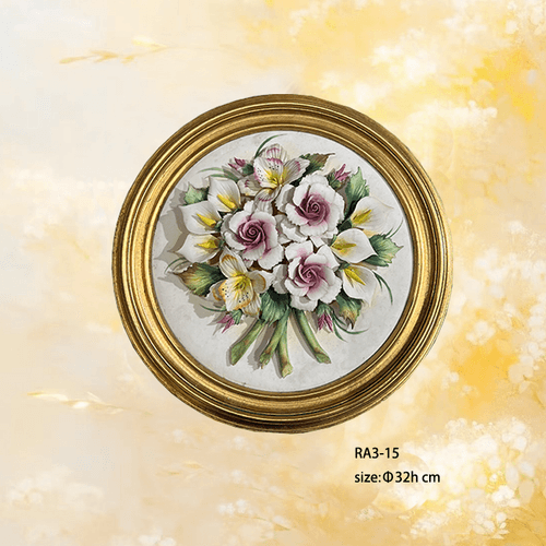 Beautiful Handmade Capodimonte Style Porcelain Flower Bouquet in Oval Frame Wall