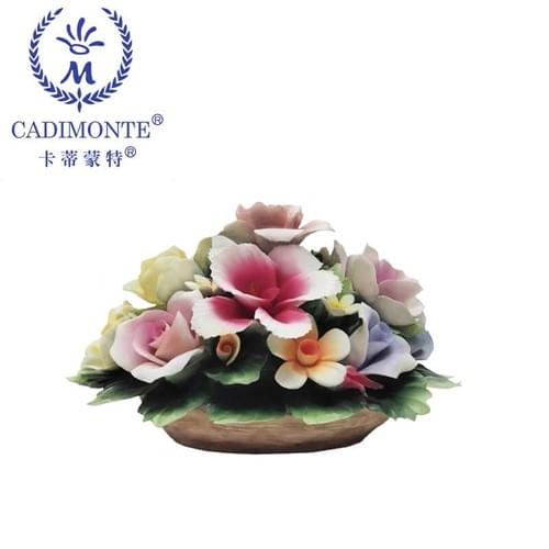 Capodimonte style handmade ceramic flower in pot 1