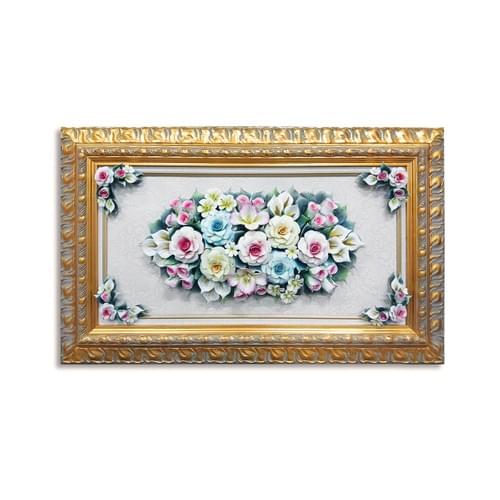 Beautiful Handmade Capodimonte Style Porcelain Flower Bouquet in Rectangle Frame Wall 1 1