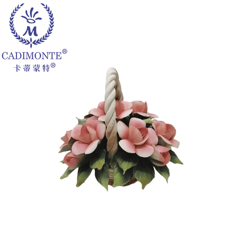 Capodimonte style handmade ceramic flower in pot 1