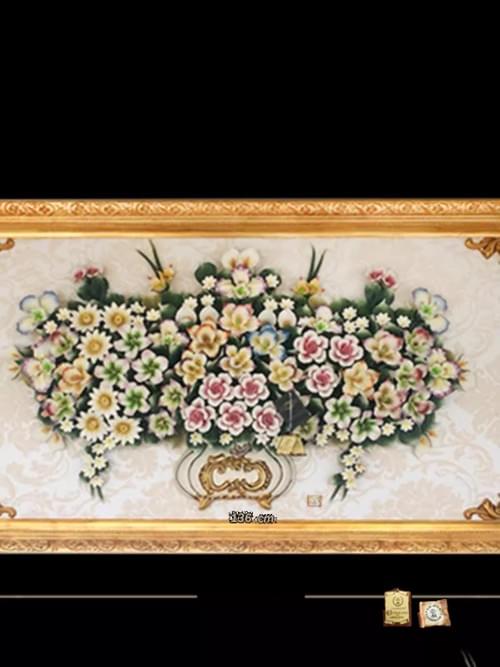 Beautiful Handmade Capodimonte Style Porcelain Flower Bouquet in Rectangle Frame Wall 1 1 1 1