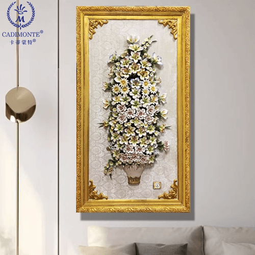 Beautiful Handmade Capodimonte Style Porcelain Flower Bouquet in Oval Frame Wall