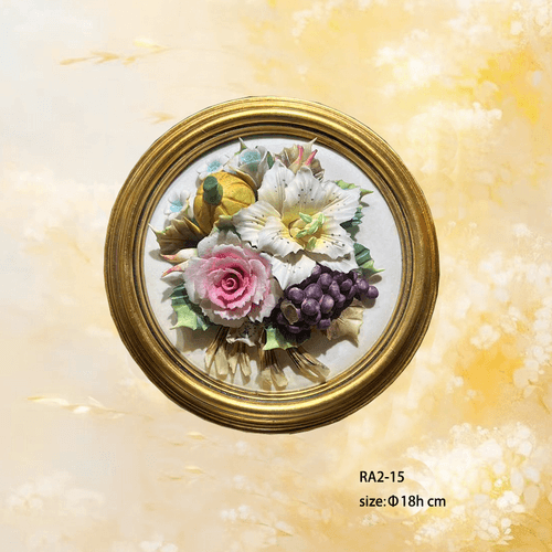 Beautiful Handmade Capodimonte Style Porcelain Flower Bouquet in Oval Frame Wall