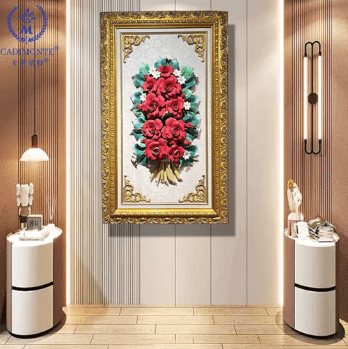 Beautiful Handmade Capodimonte Style Porcelain Flower Bouquet in Oval Frame Wall