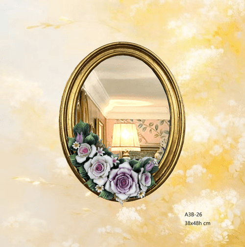 Beautiful Handmade Capodimonte Style Porcelain Flower Bouquet in Oval Frame Wall