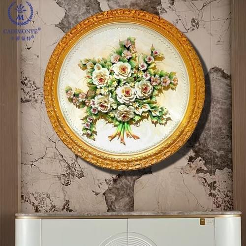 Beautiful Handmade Capodimonte Style Porcelain Flower Bouquet in Oval Frame Wall