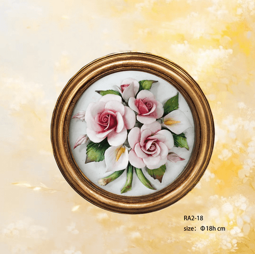 Beautiful Handmade Capodimonte Style Porcelain Flower Bouquet in Oval Frame Wall