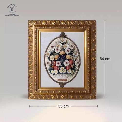 Beautiful Handmade Capodimonte Style Porcelain Flower Bouquet in Rectangle Frame Wall