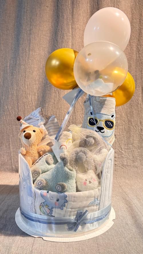 彌月禮-尿布塔-水藍小熊10“ /VIP價2180*無點數