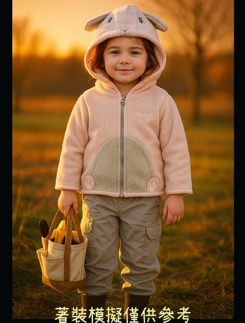 二款搖粒絨拉鍊連帽外套-粉兔子款-綠恐龍款 /VIP價390=點數40