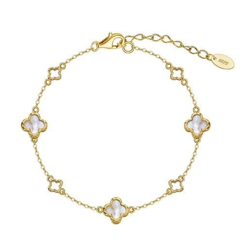 Wholesale Lucky Clover Bracelet: S925 Sterling Silver Hollow Out Design with Mother of Pearl