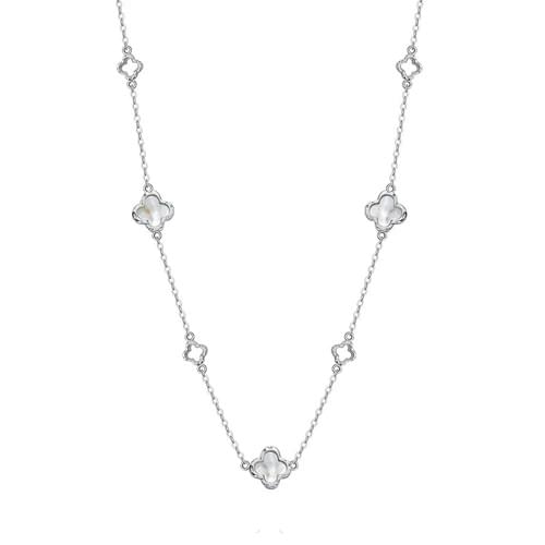 Wholesale S925 Sterling Silver Necklace Five-Flower Clover Pendant with Mother of Pearl