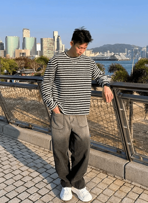 漸變直筒牛仔褲