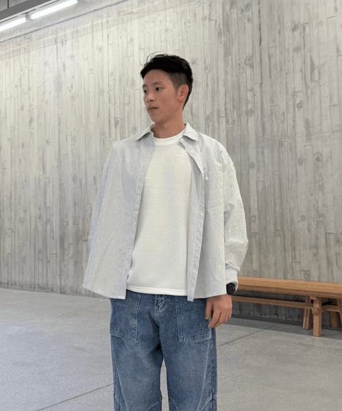 有領間條恤衫