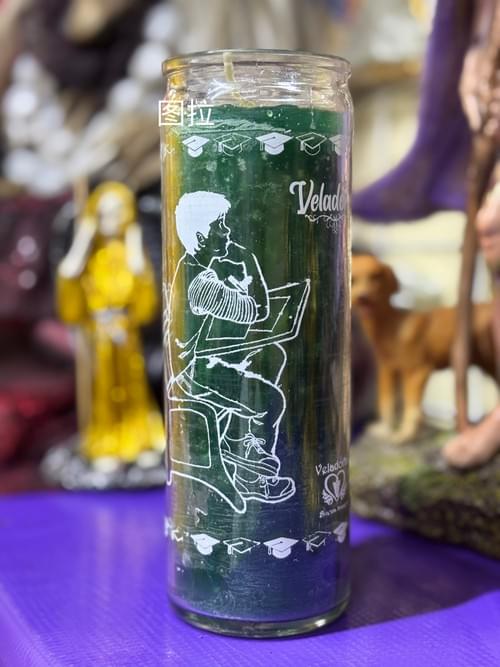 (实拍有货)学习学生祭坛蜡烛——考试成功学业顺利(绿色)