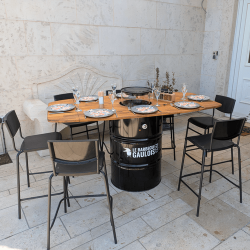 Table Brasero Baril mixte gaz et charbon