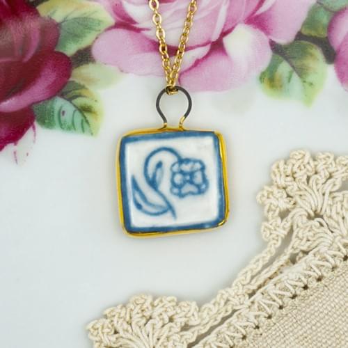 Blue Wilting Flower Pendant P-011