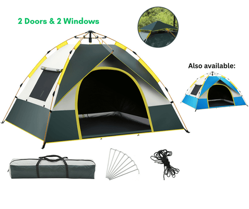 Outdoor Tent for Hiking Camping Sun Rain Protection Quick Setup Fits 3-4 People Made Oxford Material