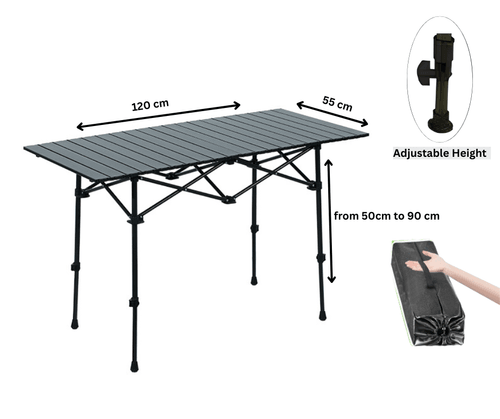 Camping Table Folding Outdoor Table with Adjustable Height, Large Storage Bag and Carrying Bag