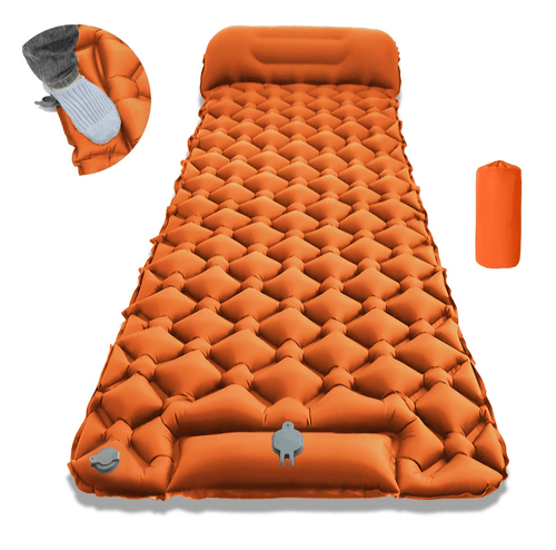 Single Camping Sleeping Pad Inflatable Camping Pad Ultralight Sleeping Mat with Pillow for Camping