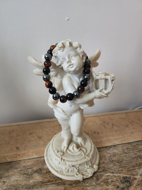 BRACET OBSIDIENNE-OEIL DE TIGRE-TLEMATITE