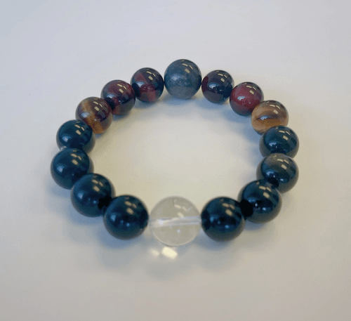 Clear Crystal Obsidian Silver Obsidian Red Tiger’s Eye Yellow Tiger’s Eye Beaded Bracelet
