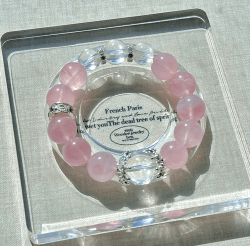 Limited coloured Madagascar Rose And White Quartz Beaded Bracelet