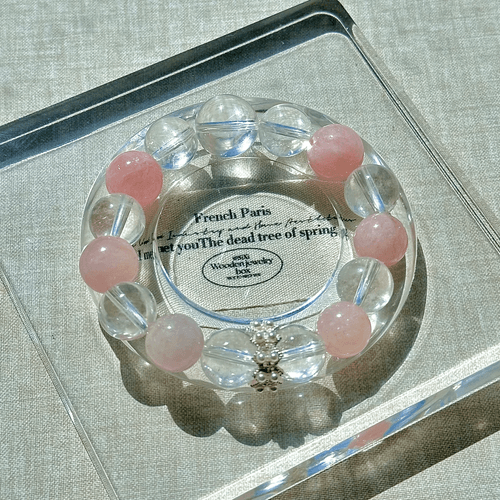 Rare Madagascar Pink Grapefruit Crystal Beaded Bracelet