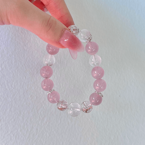 High Grade Golden Rutilated Crystal Rose Crystal Clear Crystal Snowflake Crystal Beaded Bracelet