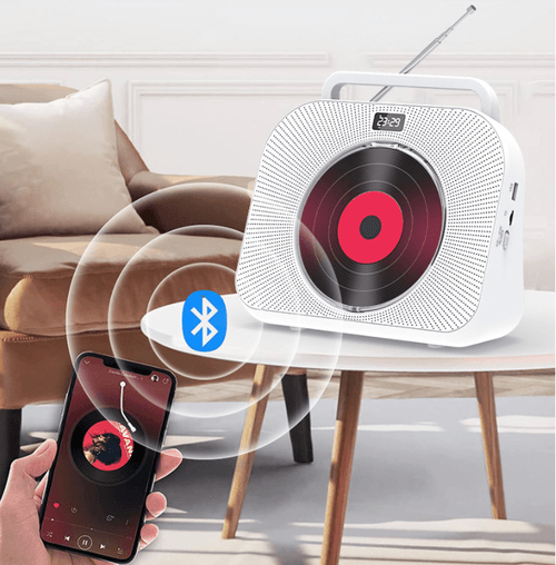 CD Player with Bluetooth,Double HiFi Sound Speakers,Sleep Mode,CD Player Portable,Support AUX/USB/He