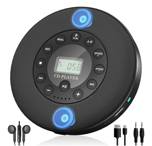 ortable Bluetooth CD Player Built-in Speaker Stereo, Personal Walkman MP3 Players Rechargeable Compa