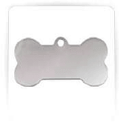 Placa de acero inoxidable 5x3cm con forma de hueso