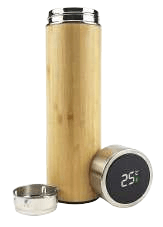 Botella con cubierta de Bambú de Acero Inoxidable 500ml con sensor de temperatura