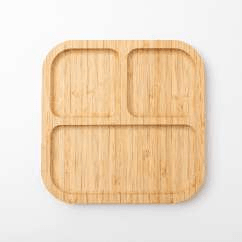 Plato cuadrado de bambú para bebé