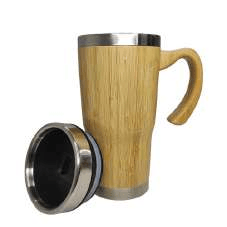 Taza de café con cubierta de bambu y asa de 300ml