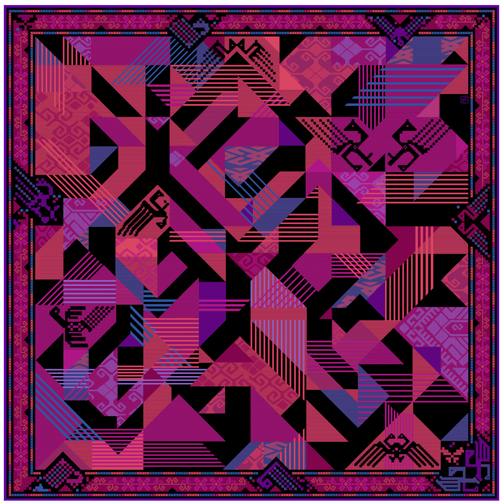 東洋の美 シルクスカーフ 「红绣苗韵」系列 作品番号A029