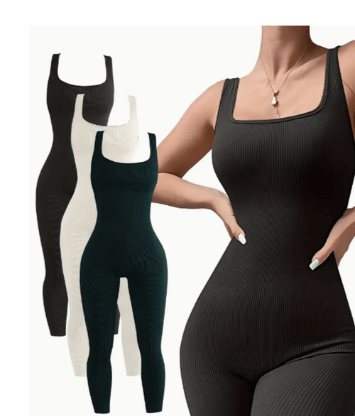(KM-30) High-Elastic Ribbed Sports jumpsuit