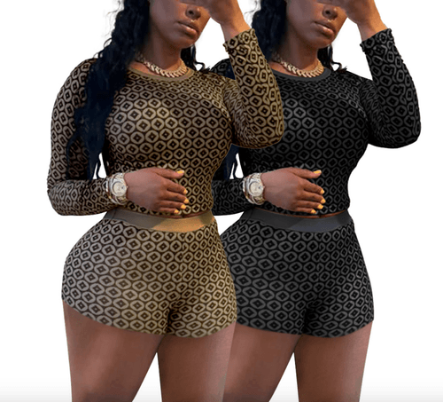 Women Summer Printed Long Sleeve High Stretchy Set (Factory Price)