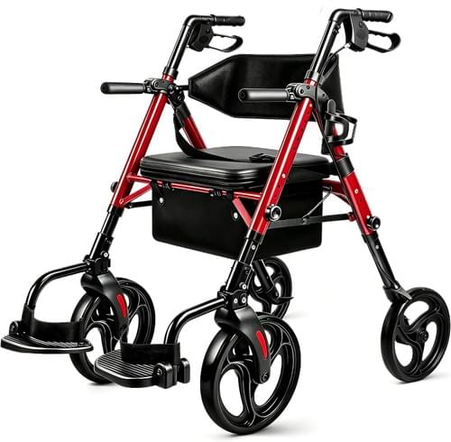 GMH Rollator 2-in-1 Rollator Walker Transport Wheelchair