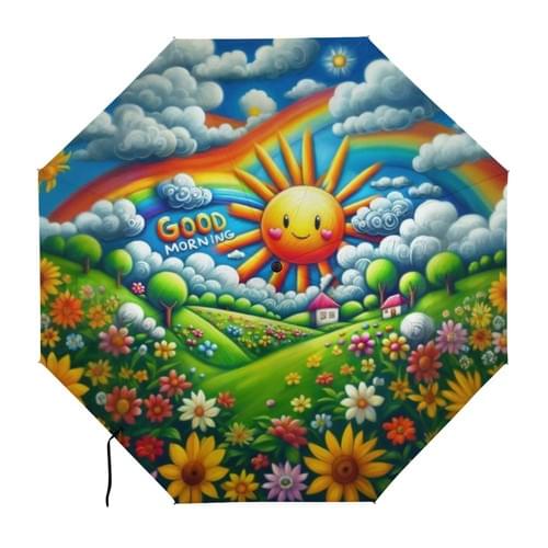 Folding Umbrella for Rain Sun 43 Inch Anti-UV Canopy Auto Open Close 8 Fiberglass Ribs Windproof