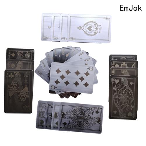 EmJok 54PCS 304 Stainless Steel Deck of Cards Waterproof Playing Cards Bulk for Adult Collectable
