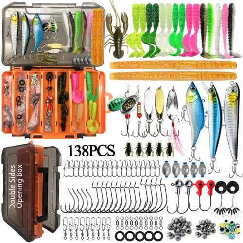 Fishing Lures Kits Set for Freshwater Saltwater, Lifelike Topwater Deepwater Swimbait W/ Hook for Ba