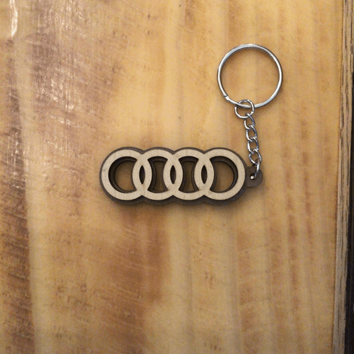 Car logo -Custom wood Keychains - Audi (Rings)