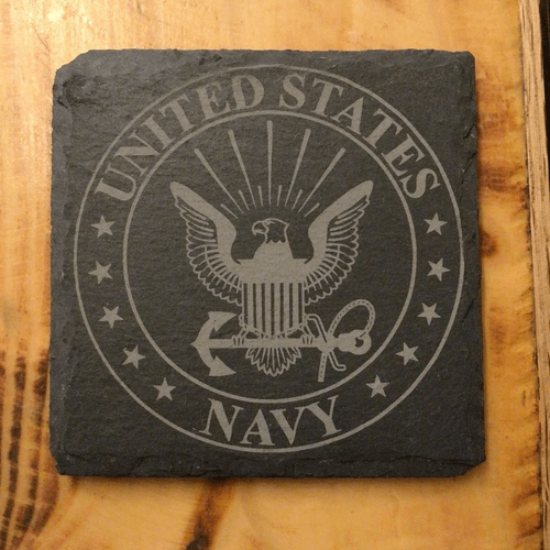 Custom Slate Coasters-Military Branches - Set of 4 (Navy)