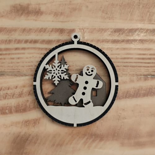 2 Layered Gingerbread Laser Engraved Wood Ornament - Customizable